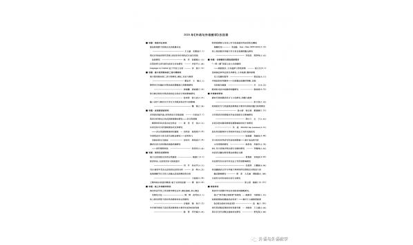 《外语与外语教学》2020年总目录